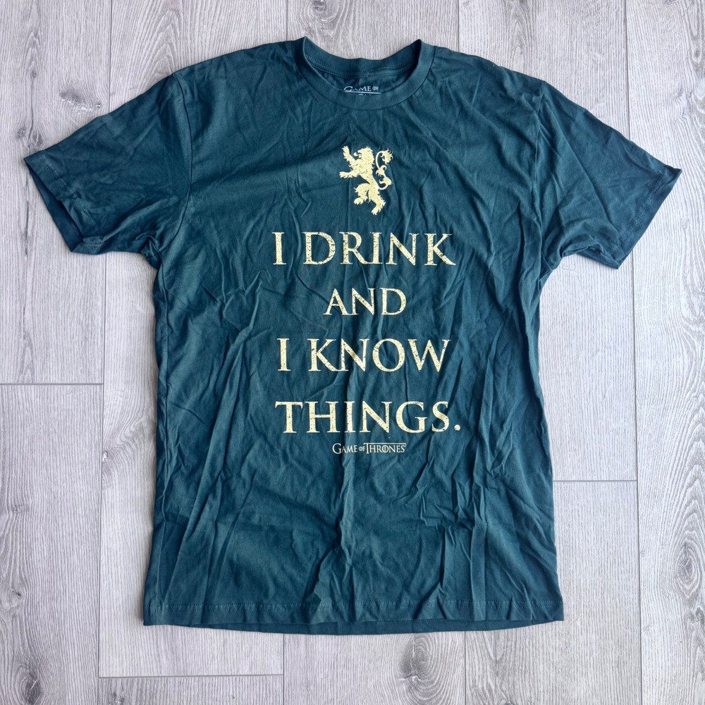 Game of Thrones Tyrion Lannister I Drink and I Know Things T Shirt Men L HBO